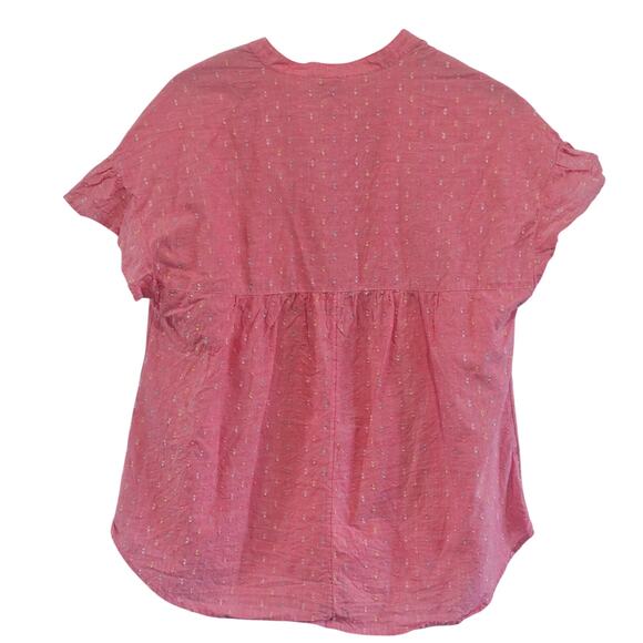 Crown & Ivey Women's Popover Shirt Size S Split Neck Short Flutter Sleeves Coral - Picture 4 of 6